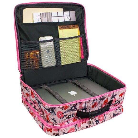 World Traveler Rolling 17-inch Laptop Case - Paris Pink - Picture 3 of 4